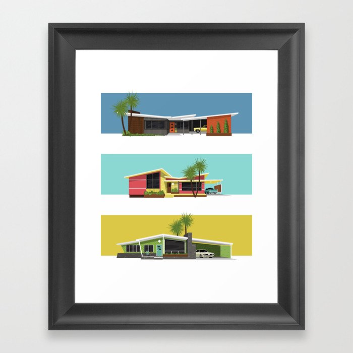 Mid Century Modern Houses 2 Framed Art Print