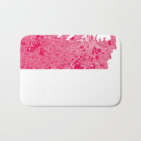 Sydney map raspberry Bath Mat