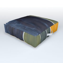 Minimalist Mid Century Color Block Color Field Rothko Navy Blue Olive Green Yellow Pattern by Ejaaz Haniff Outdoor Floor Cushion