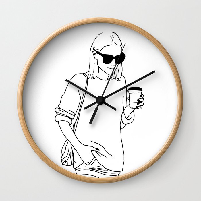 Woman with Coffee Wall Clock