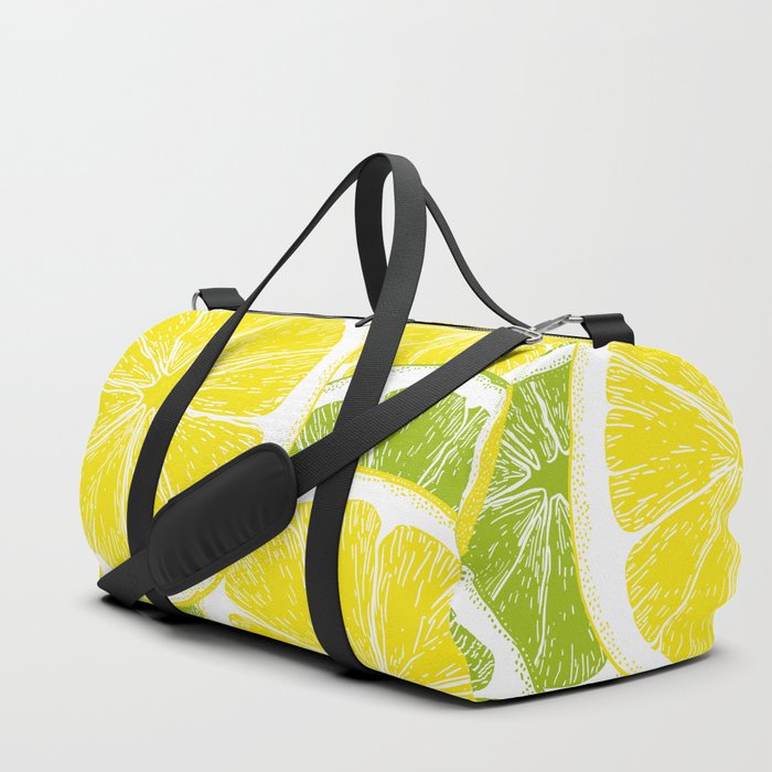 Lemons and Limes Vintage White Yellow Green Duffle Bag