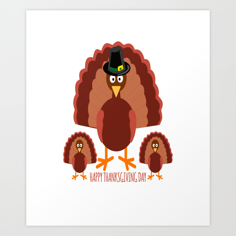 Turkey Family Happy Thanksgiving Day Art Print By Malgharbawi Society6