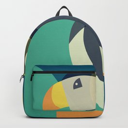Mid Century Puffin Backpack | Brightcolours, Funky, Puffin, Graphicdesign, Birdlover, Overlay, Vintage, Puffinprint, Toucan, Retro 