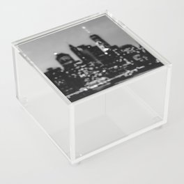 New York City Manhattan skyline at night black and white Acrylic Box