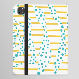Spots and Stripes 2 - Turquoise and Yellow iPad Folio Case