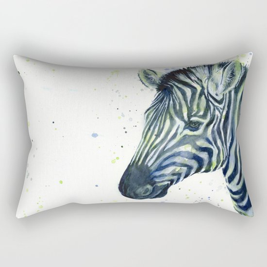 Zebra Watercolor Blue Green Animal Rectangular Pillow