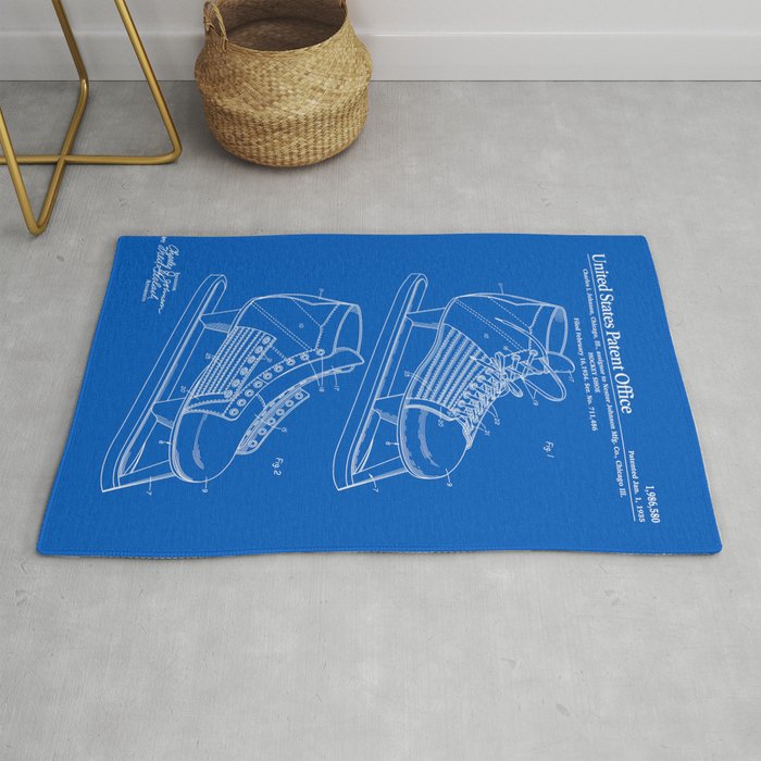 Hockey Skate Patent Blueprint Rug By Finlaymcnevin Society6