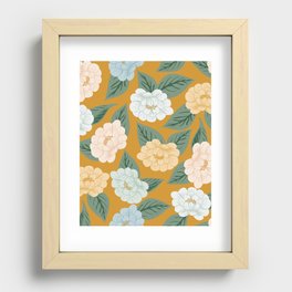 Into the meadow - mustard yellow and blue Recessed Framed Print