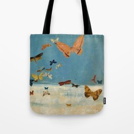 Butterflies Flying Above Clouds portrait painting, Circa 1934 by Migishi Kōtarō  Tote Bag
