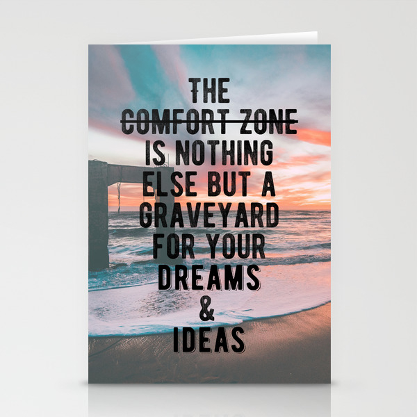 Motivational Run From Your Comfort Zone Quote Stationery Cards By Youtopia Society6