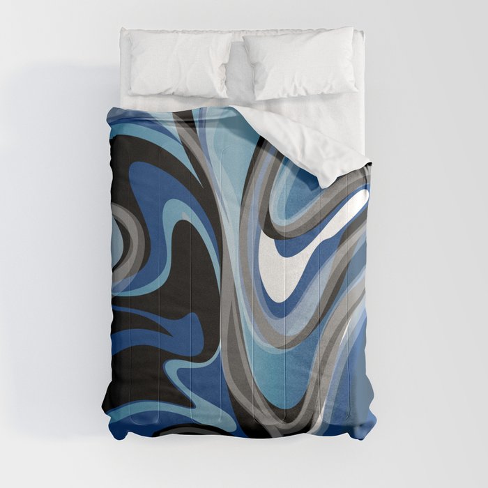 Liquify in Denim, Navy Blue, Black, White // Version 2 Comforter