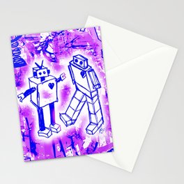 Purple Robot Love Stationery Cards