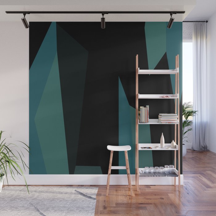teal and black abstract Wall Mural