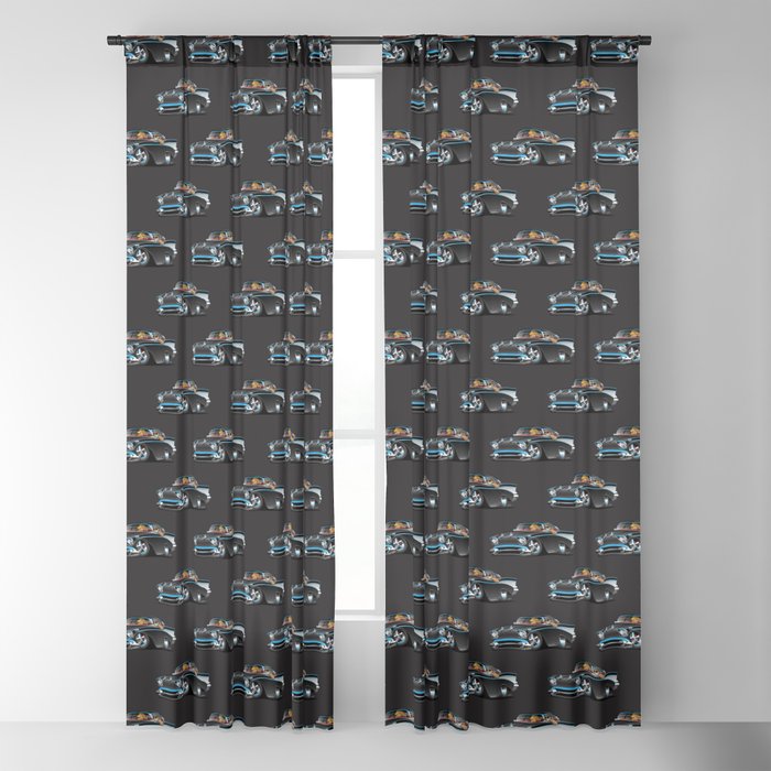 Classic Fifties Hot Rod Muscle Car Cartoon Blackout Curtain by