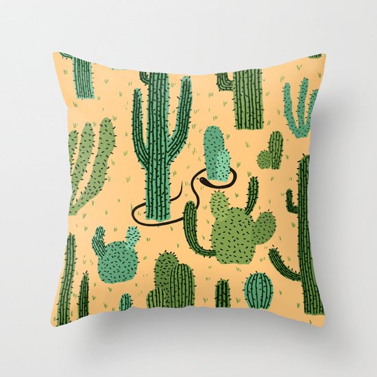The Snake, The Cactus and The Desert Throw Pillow