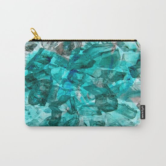 Turquoise Glass Chrystal Abstract Carry-All Pouch