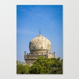 Trees Growing out of the Dome of One of the Beautiful Tombs with More Trees in the Foreground at the Qutb Shahi Tombs in Hyderabad, India Canvas Print | South, Tombs, Hyderabad, Exotic, Religion, Culture, Photo, Indian, History, Mughal 