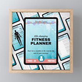 Fitness Planner Bundle Digital Workout Meal Tracking Weight Loss Journal Water Sleep Habit Tracker Notes Health Wellbeing Printable Framed Mini Art Print