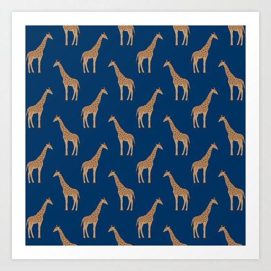 Giraffe african safari basic pattern print animal lover nursery dorm college home decor Art Print