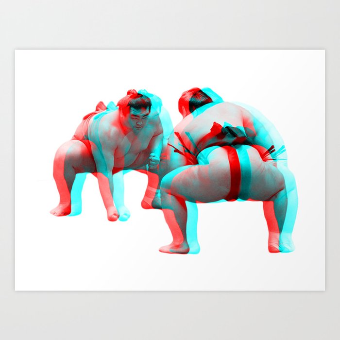 3D Sumo Wrestlers Art Print
