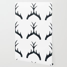 Antlers Black and White Wallpaper