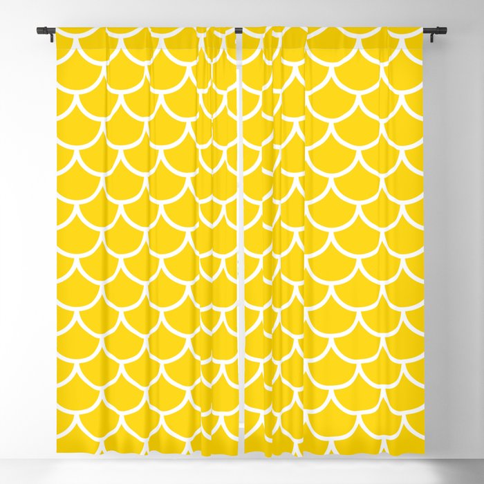 Yellow fish scales pattern Blackout Curtain