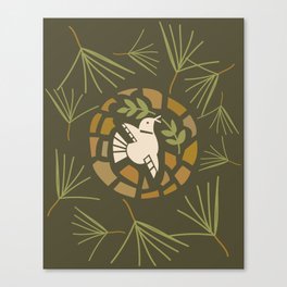 Green Pine Forest Peace Dove Canvas Print