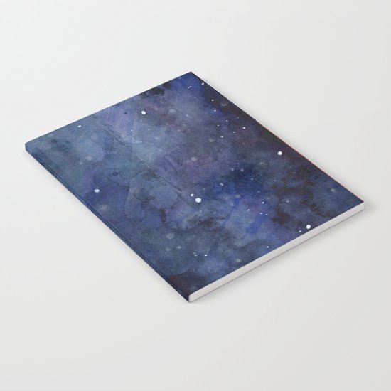 Galaxy Nebula Watercolor Night Sky Stars Outer Space Blue Texture Notebook