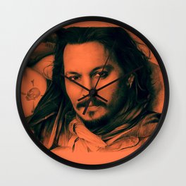 Johnny Depp II. Wall Clock | Movies & TV, Mixed Media, Figurative, Realism, People, Illustration, Portrait, Coloredpencil, Johnny, Actor 