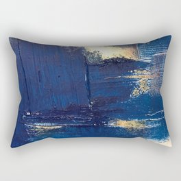 Halo [2]: a minimal, abstract mixed-media piece in blue and gold by Alyssa Hamilton Art Rectangular Pillow