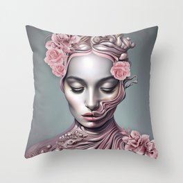 Rosia Floral Female Art Throw Pillow