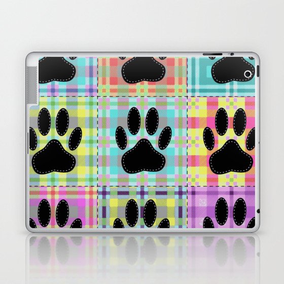 Colorful Quilt Dog Paw Print Drawing Laptop & iPad Skin