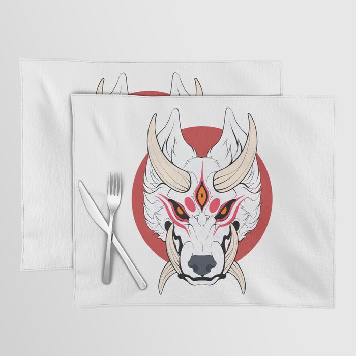 Nine-tailed fox spirit kitsune unisex design Placemat