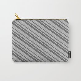 [ Thumbnail: Grey and Dim Grey Colored Pattern of Stripes Carry-All Pouch ]