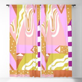 modern quilt II, pink + orange Blackout Curtain