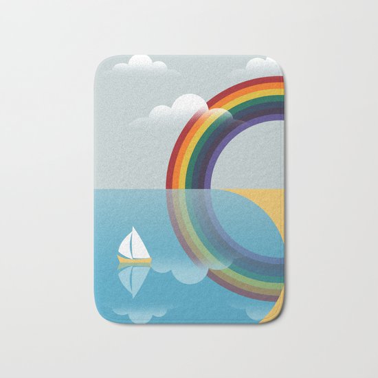 Rainbow by the Sea Bath Mat