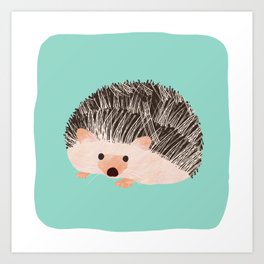 Hedgehog Turquoise Art Print