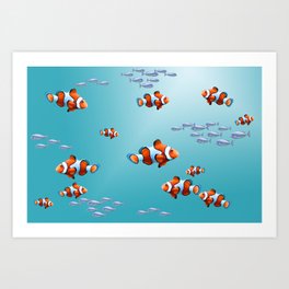 Clownfishes Aquarium ocean #clownfish #society6 Art Print