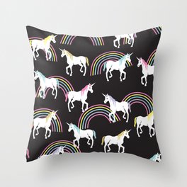 Rainbow Unicorns Throw Pillow