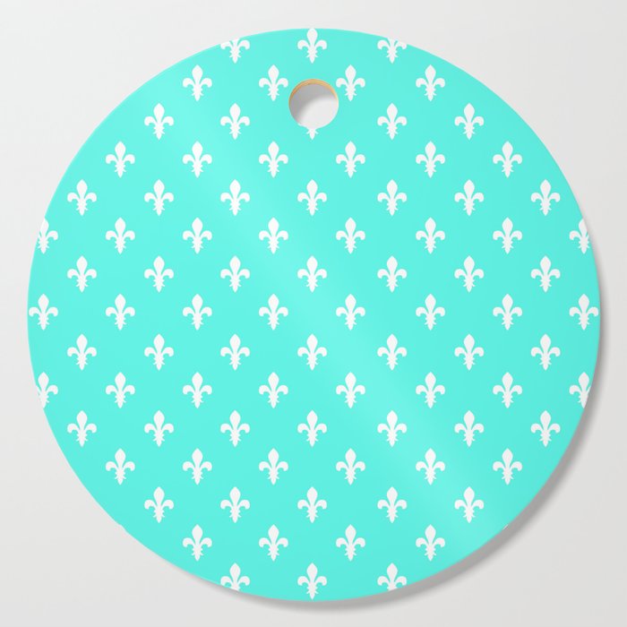 Fleur-de-Lis (White & Turquoise Pattern) Cutting Board