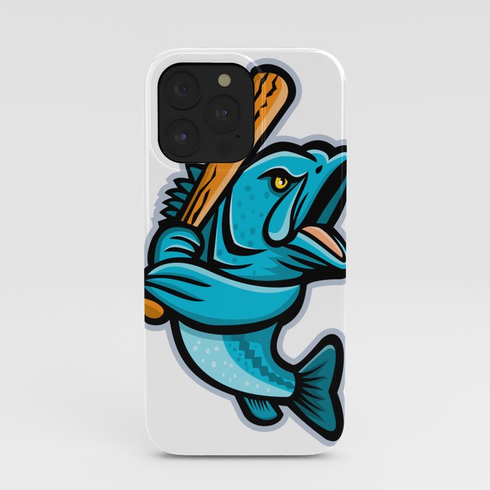 Largemouth Bass Baseball Mascot iPhone Case by patrimonio