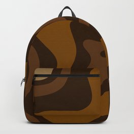 Retro Liquid Swirl Abstract Pattern Square in Brown Tones Backpack