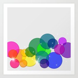 Translucent Rainbow Colored Circles with Sparkles - Multi Colored Art Print