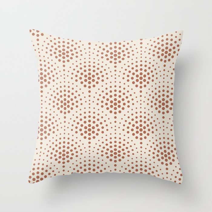 Cavern Clay SW 7701 Polka Dot Scallop Fan Pattern on Creamy Off White SW7012 Throw Pillow