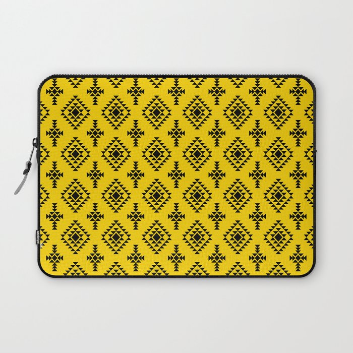 Yellow and Black Native American Tribal Pattern Laptop Sleeve