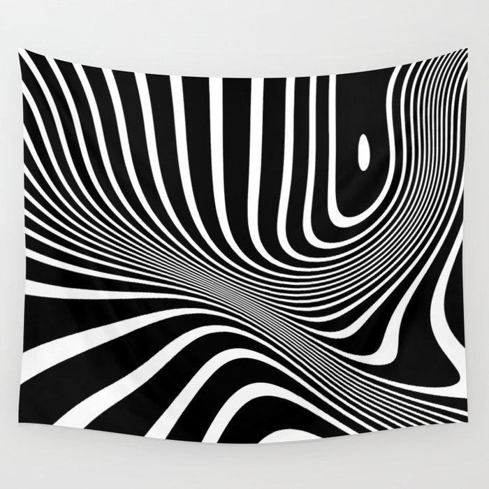 Retro Black And White Opt_Art Wall Tapestry