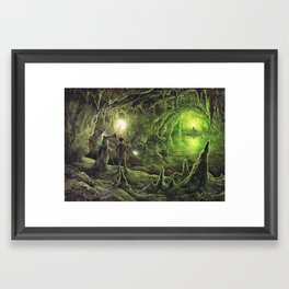 Harry and Dumbledore in the Horcrux Cave Framed Art Print