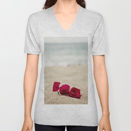 Beach Flowers V Neck T Shirt