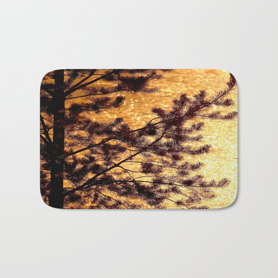 Pine Silhouette at Sunset Bath Mat