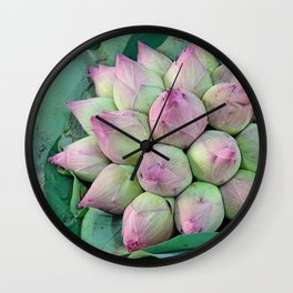 pink lotus blossom buds Wall Clock